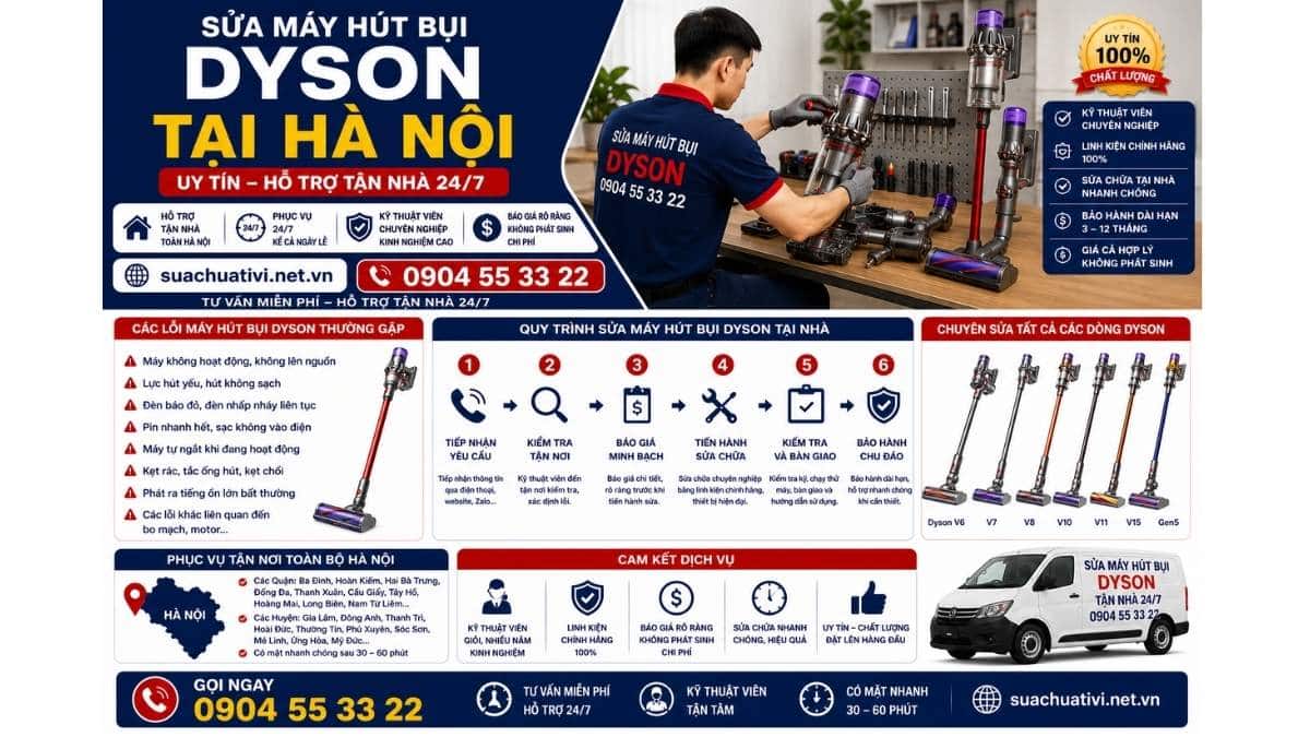 Sửa máy hút bụi Dyson tại Hà Nội suachuativi.net.vn 0904 55 33 22 Uy Tín – Hỗ Trợ Tận Nhà 24/7