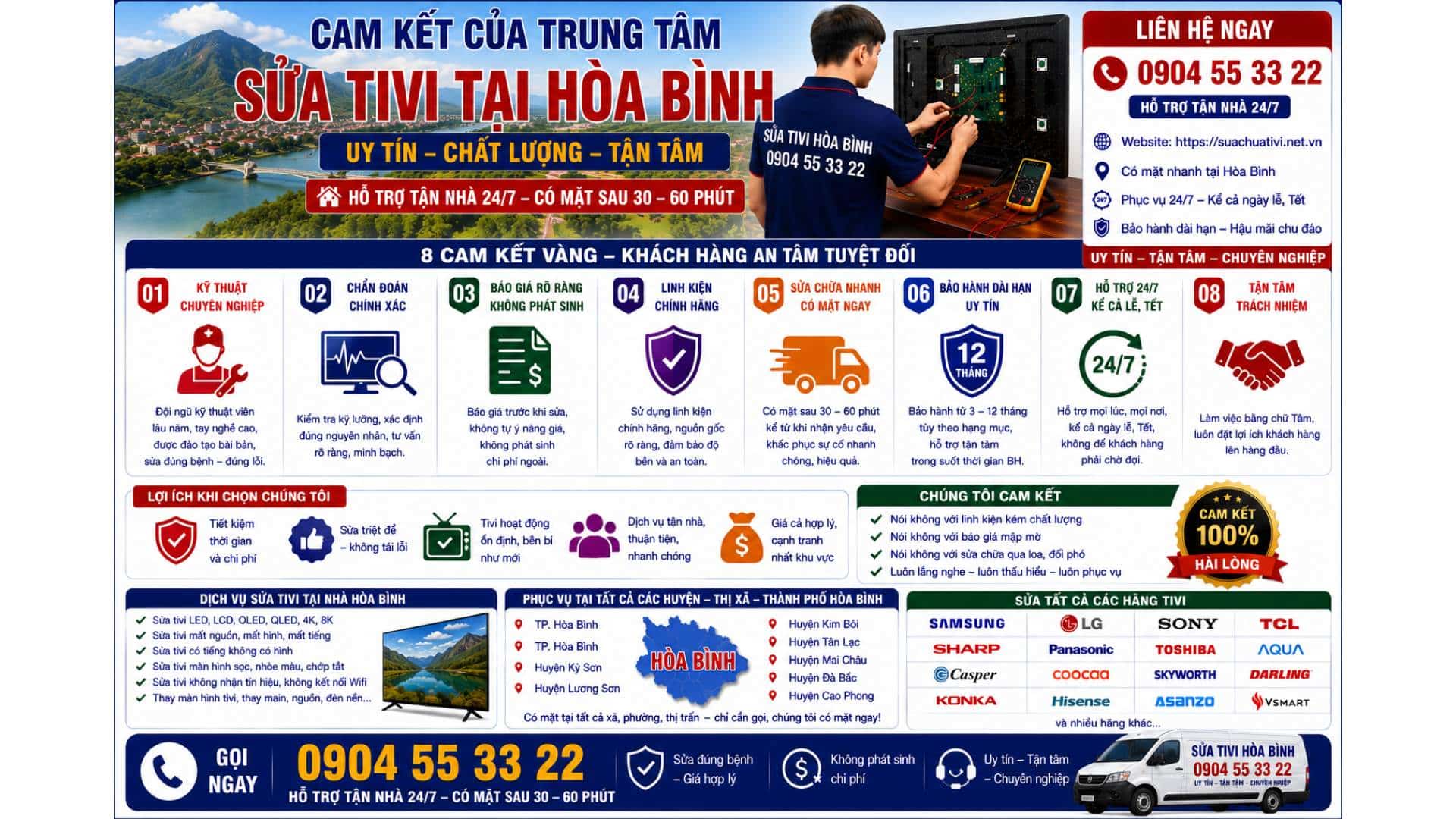 Cam kết của trung tâm sửa tivi tại Hòa Bình https://suachuativi.net.vn 0904 55 33 22 Uy Tín – Hỗ Trợ Tận Nhà 24/7