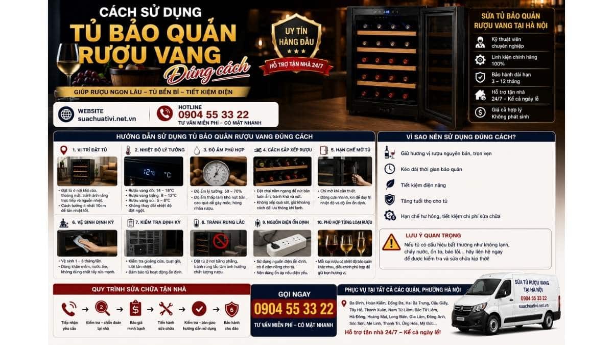 Cách sử dụng tủ bảo quản rượu vang đúng cách suachuativi.net.vn 0904 55 33 22 Uy Tín – Hỗ Trợ Tận Nhà 24/7