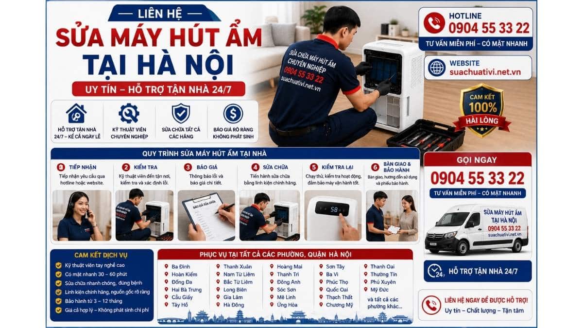 Liên hệ sửa máy hút ẩm tại Hà Nội suachuativi.net.vn 0904 55 33 22 Uy Tín – Hỗ Trợ Tận Nhà 24/7