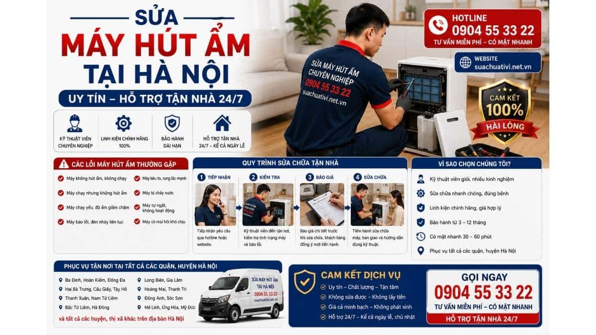 Sửa Máy Hút Ẩm Tại Hà Nội suachuativi.net.vn 0904 55 33 22 Uy Tín – Hỗ Trợ Tận Nhà 24/7