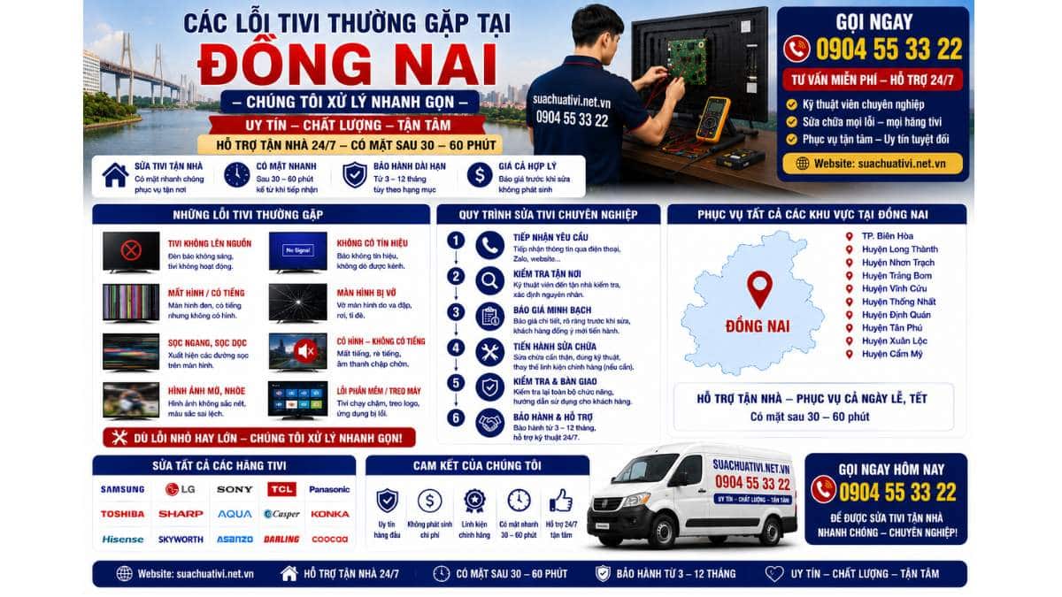 Các lỗi tivi thường gặp tại Đồng Nai – Chúng tôi xử lý nhanh gọn https://suachuativi.net.vn 0904 55 33 22 Uy Tín – Hỗ Trợ Tận Nhà 24/7