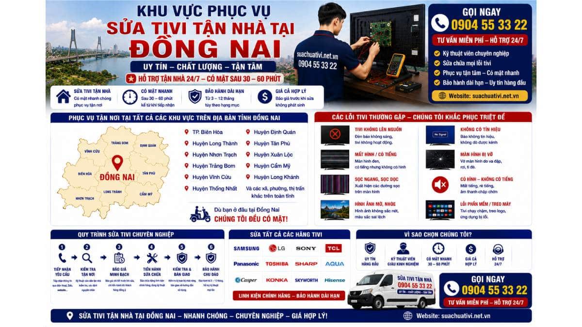 Khu vực phục vụ sửa tivi tận nhà tại Đồng Nai https://suachuativi.net.vn 0904 55 33 22 Uy Tín – Hỗ Trợ Tận Nhà 24/7