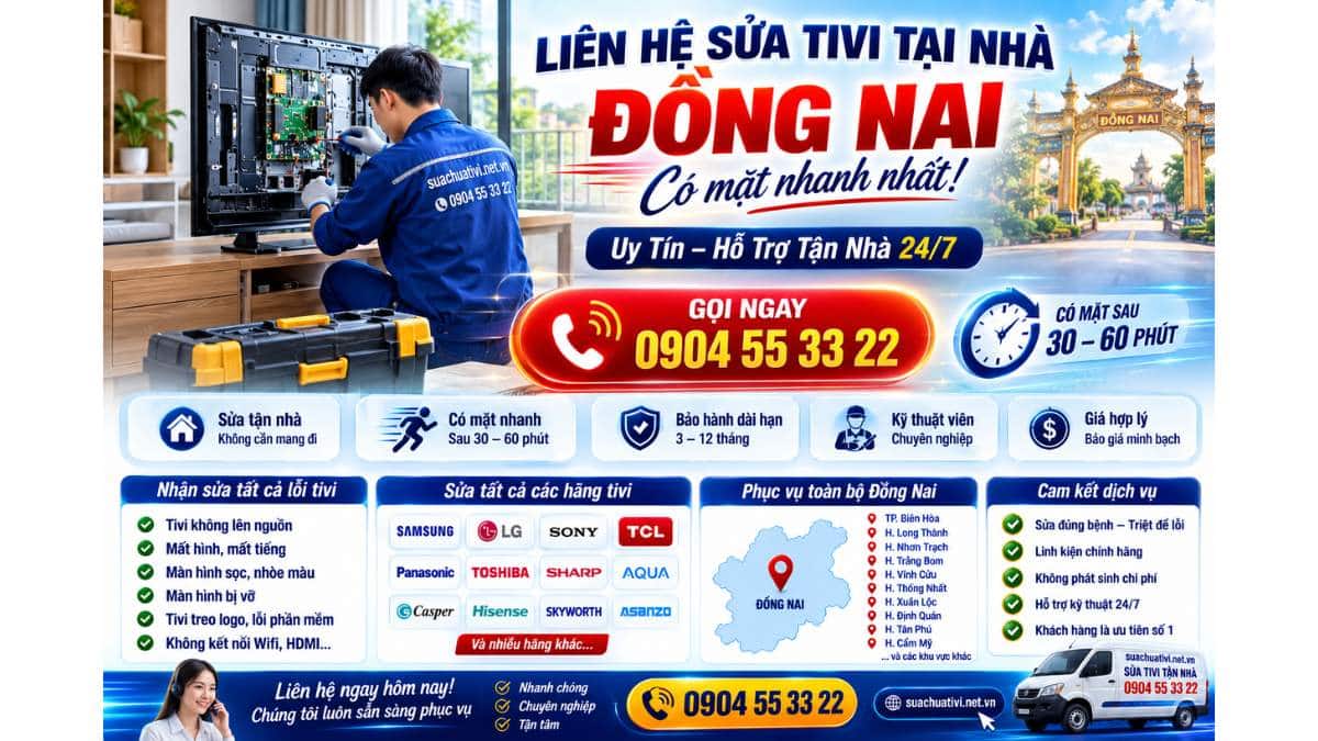 Liên hệ sửa tivi tại nhà Đồng Nai – Có mặt nhanh nhất https://suachuativi.net.vn 0904 55 33 22 Uy Tín – Hỗ Trợ Tận Nhà 24/7