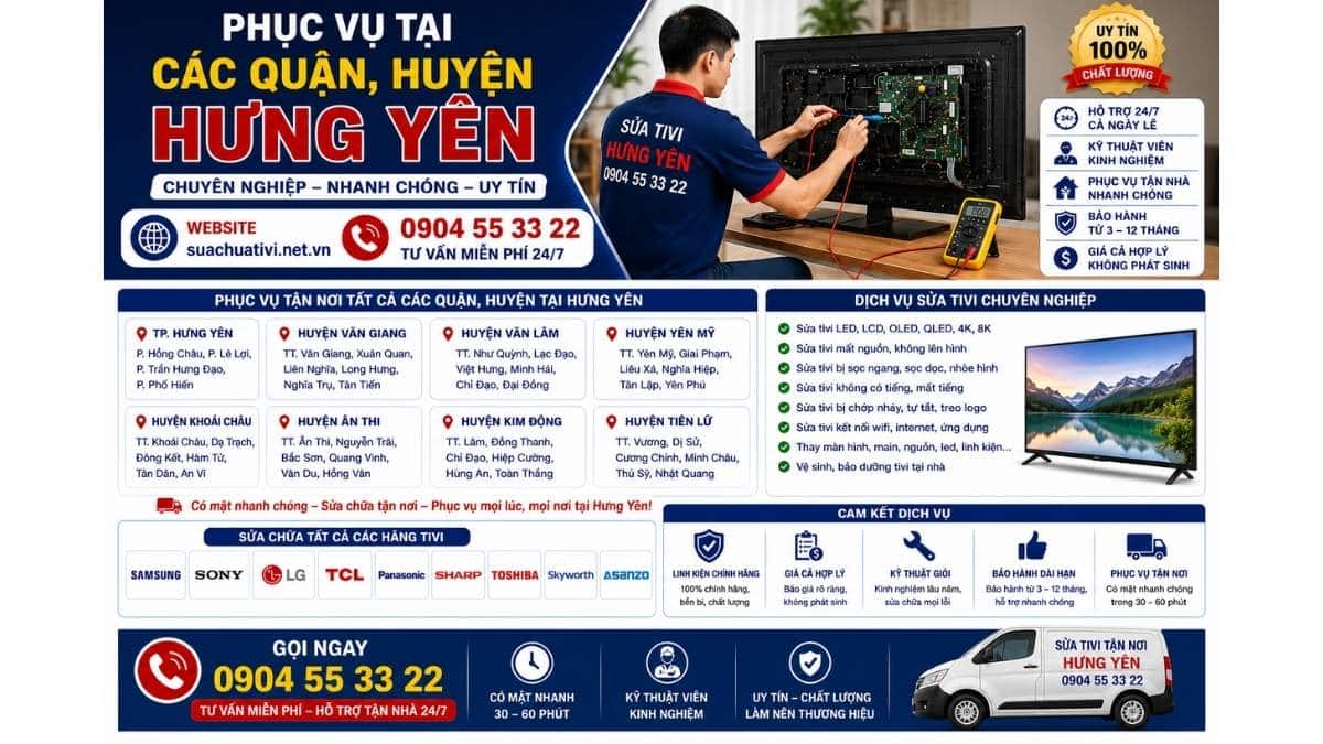 Phục Vụ Tại Các Quận, Huyện Hưng Yên Chuyên Nghiệp, Nhanh Chóng suachuativi.net.vn 0904 55 33 22 Uy Tín