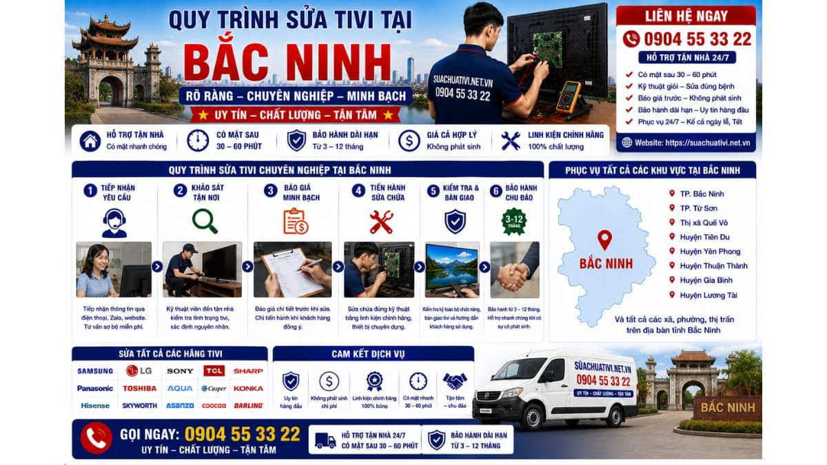 Quy trình sửa tivi tại Bắc Ninh rõ ràng – chuyên nghiệp https://suachuativi.net.vn 0904 55 33 22 Uy Tín – Hỗ Trợ Tận Nhà 24/7