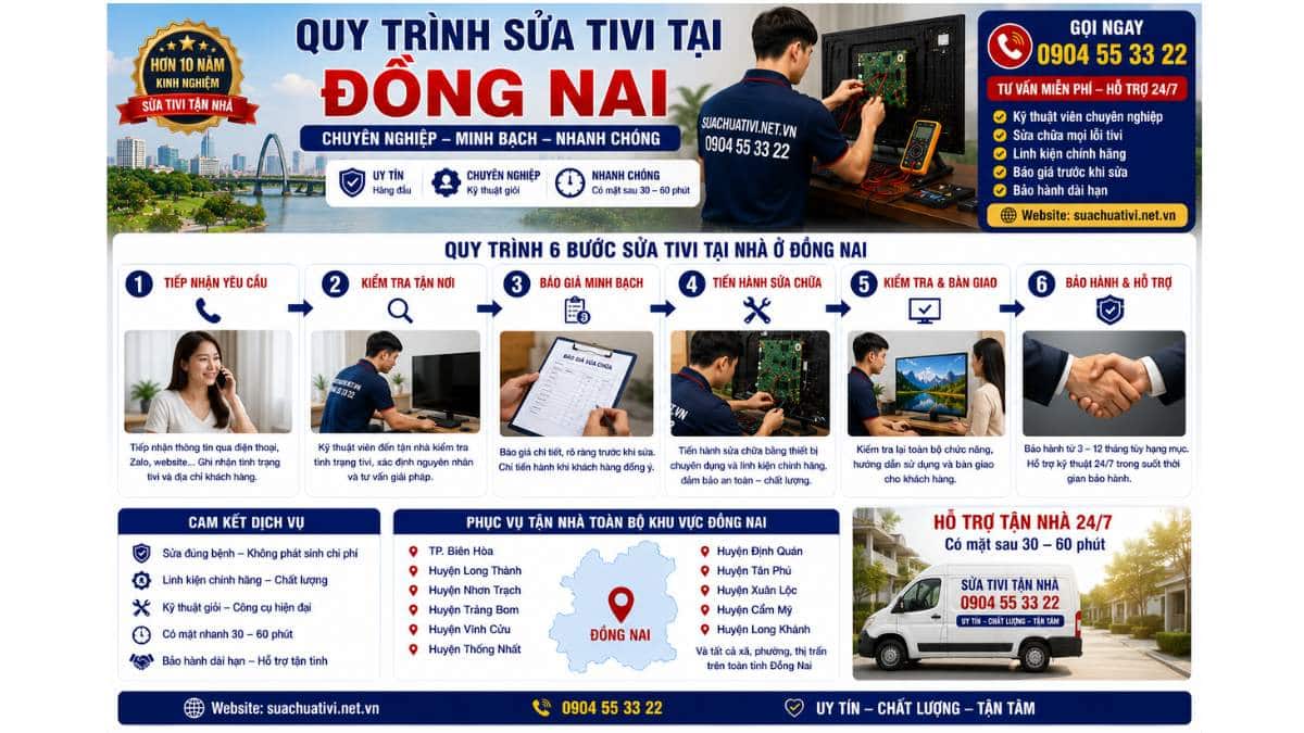 Quy trình sửa tivi tại Đồng Nai chuyên nghiệp – Minh bạch – Nhanh chóng https://suachuativi.net.vn 0904 55 33 22