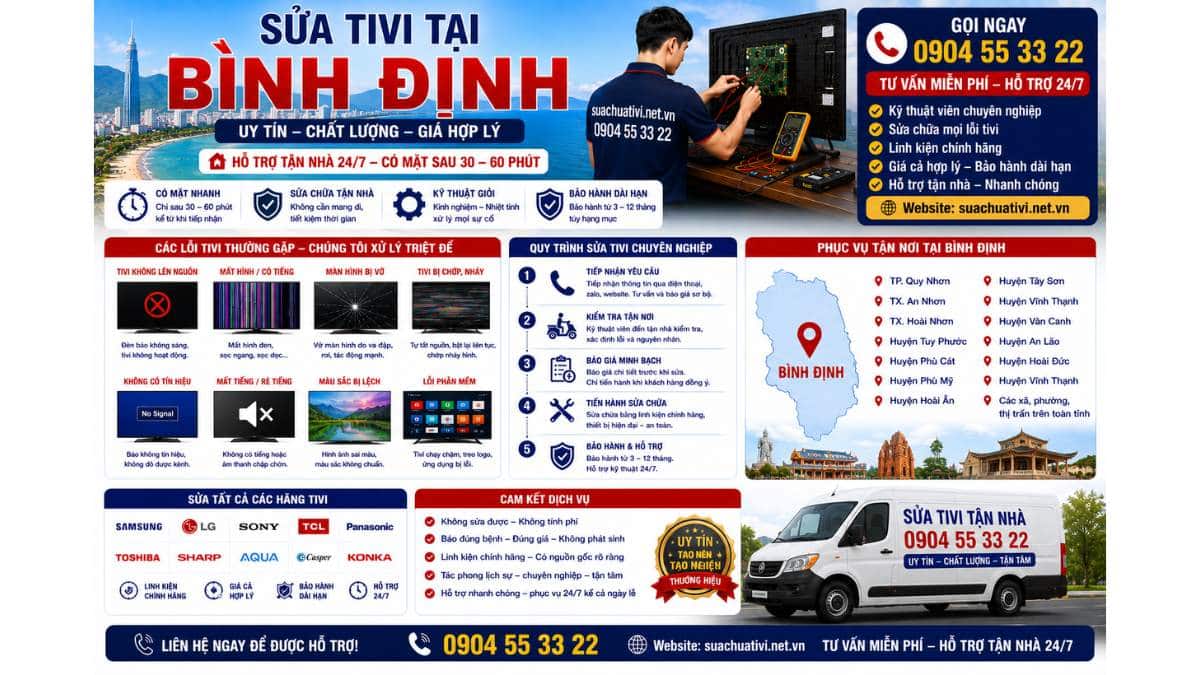 Sửa Tivi Tại Bình Định https://suachuativi.net.vn 0904 55 33 22 Uy Tín – Hỗ Trợ Tận Nhà 24/7