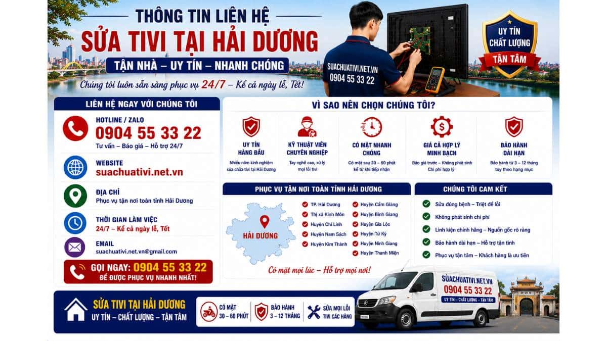 Thông tin liên hệ – Sửa tivi tại Hải Dương tận nhà suachuativi.net.vn 0904 55 33 22