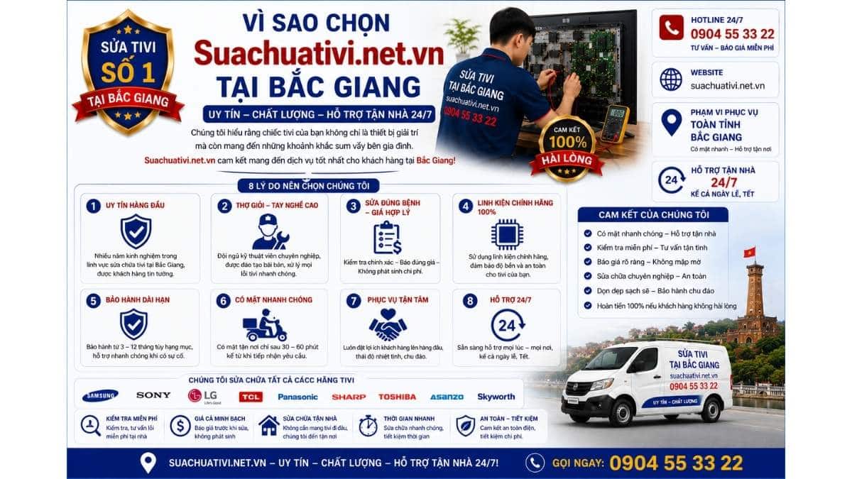 Vì Sao Chọn Suachuativi.net.vn Tại Bắc Giang 0904 55 33 22 Uy Tín – Hỗ Trợ Tận Nhà 24/7