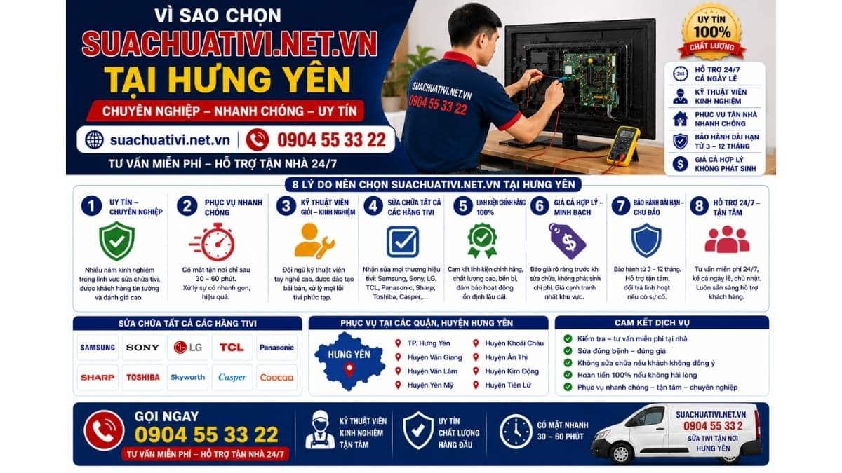Vì Sao Chọn Suachuativi.net.vn Tại Hưng Yên Chuyên Nghiệp, Nhanh Chóng suachuativi.net.vn 0904 55 33 22 Uy Tín