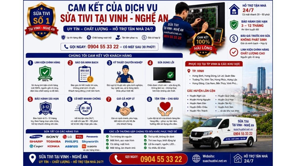 Cam Kết Của Dịch Vụ Sửa Tivi Tại Vinh Nghệ An suachuativi.net.vn 0904 55 33 22 Uy Tín – Hỗ Trợ Tận Nhà 24/7
