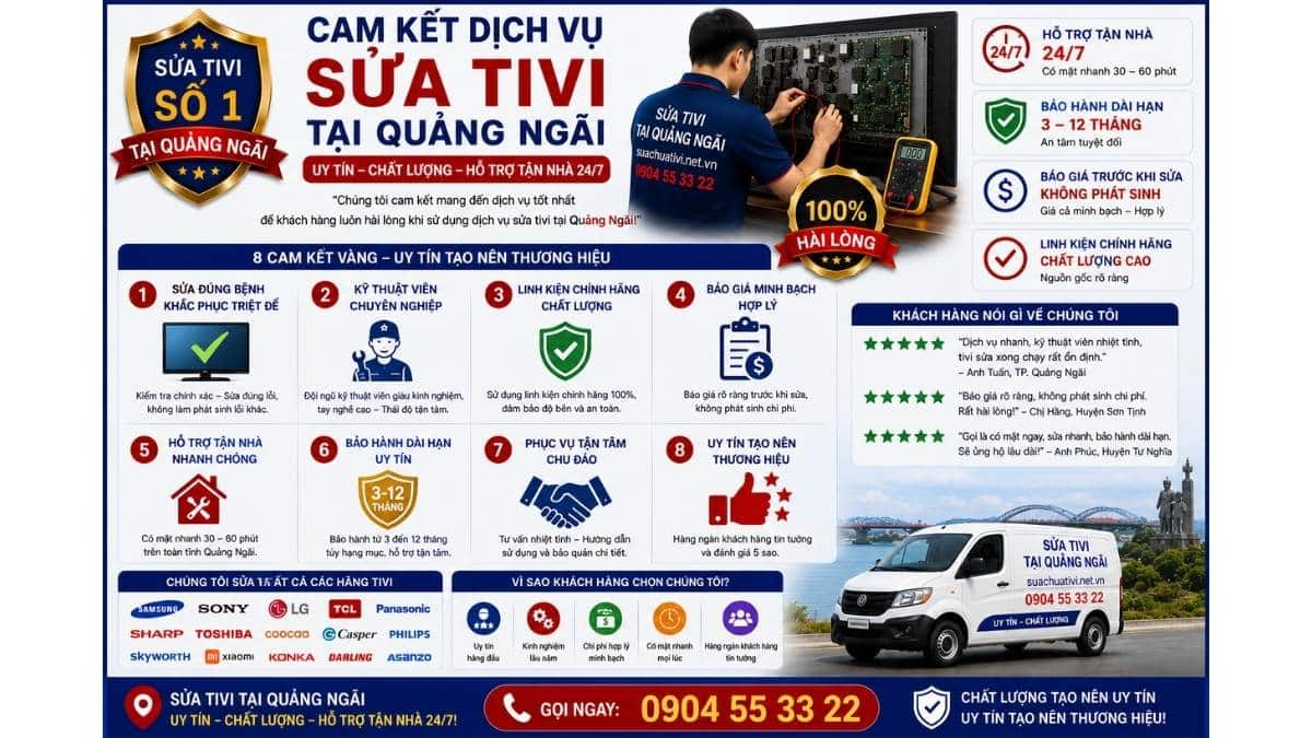 Cam Kết Dịch Vụ Sửa Tivi Tại Quảng Ngãi suachuativi.net.vn 0904 55 33 22 Uy Tín – Hỗ Trợ Tận Nhà 24/7