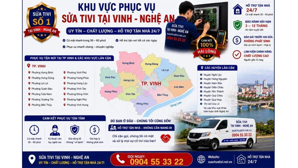Khu Vực Phục Vụ Sửa Tivi Tại Vinh Nghệ An suachuativi.net.vn 0904 55 33 22 Uy Tín – Hỗ Trợ Tận Nhà 24/7