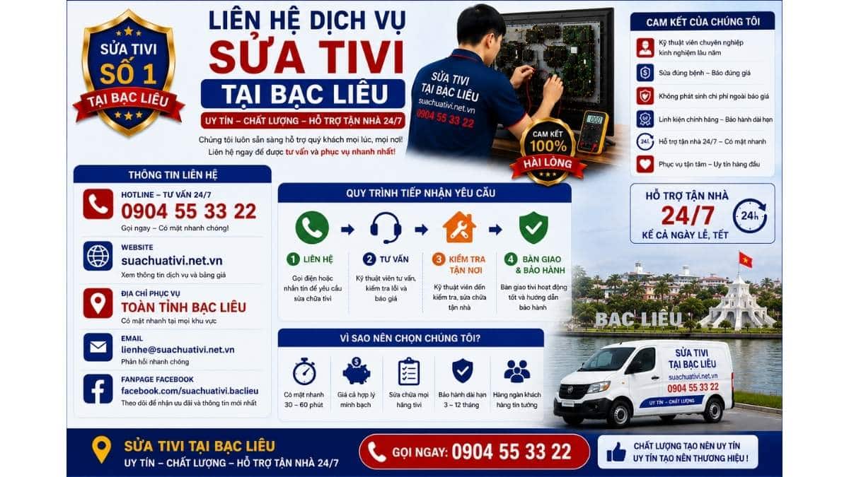 Liên Hệ Dịch Vụ Sửa Tivi Tại Bạc Liêu suachuativi.net.vn 0904 55 33 22 Uy Tín – Hỗ Trợ Tận Nhà 24/7