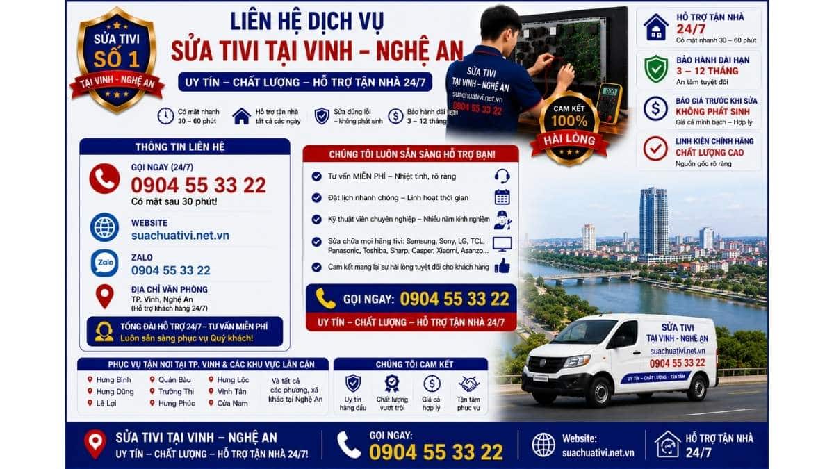 Liên Hệ Dịch Vụ Sửa Tivi Tại Vinh – Nghệ An suachuativi.net.vn 0904 55 33 22 Uy Tín – Hỗ Trợ Tận Nhà 24/7