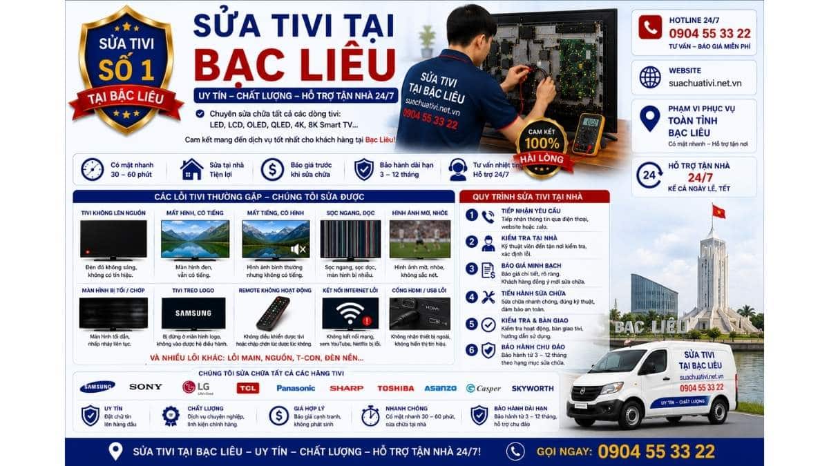 Sửa Tivi Tại Bạc Liêu suachuativi.net.vn 0904 55 33 22 Uy Tín – Hỗ Trợ Tận Nhà 24/7