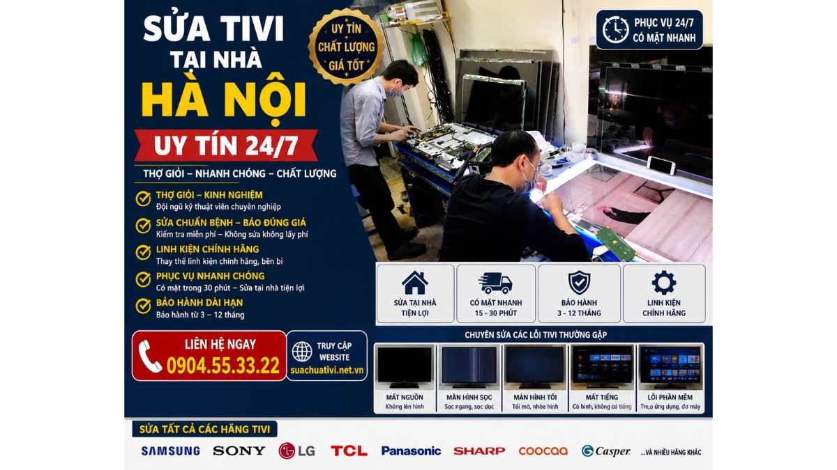 Cam kết dịch vụ sửa tivi tại nhà Hà Nội