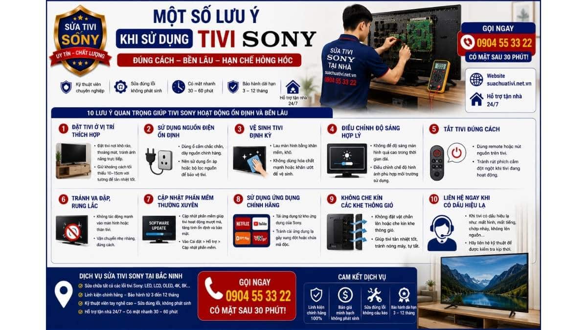 Một Số Lưu Ý Khi Sử Dụng Tivi Sony suachuativi.net.vn 0904 55 33 22 Uy Tín – Hỗ Trợ Tận Nhà 24/7