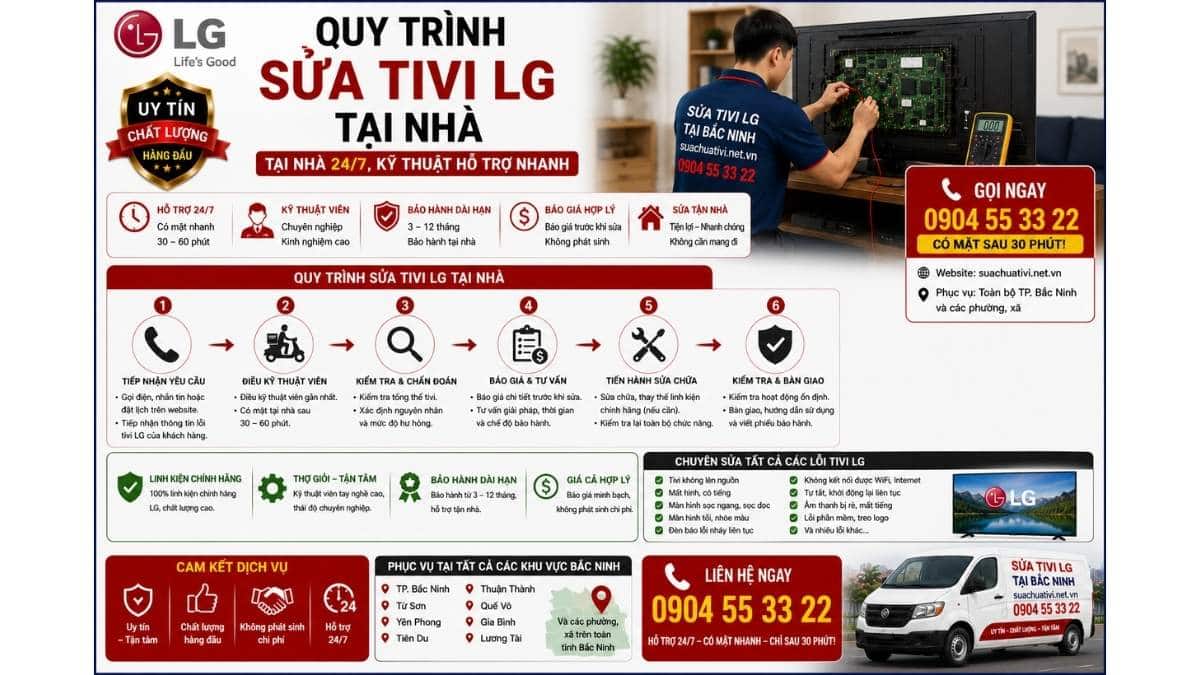 Quy Trình Sửa Tivi LG Tại Nhà 24/7, Kỹ Thuật Hỗ Trợ Nhanh suachuativi.net.vn 0904 55 33 22 Uy Tín