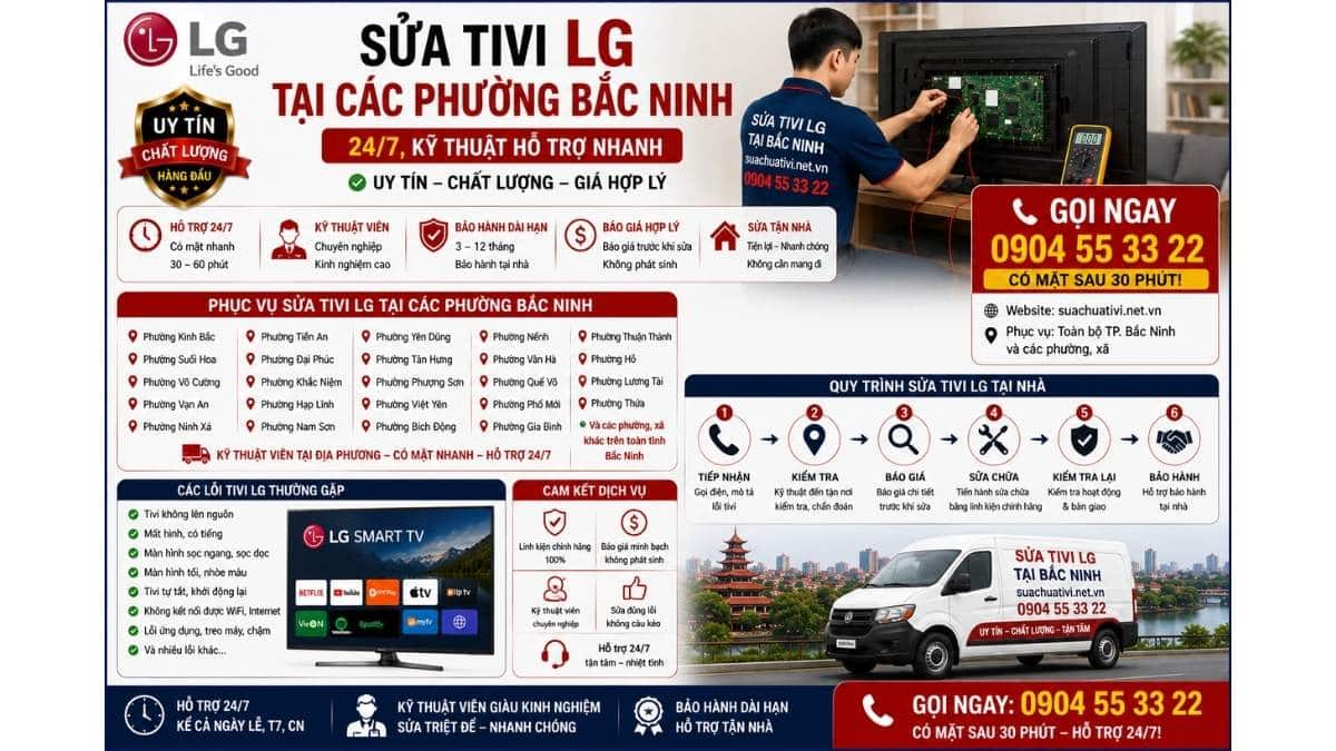Sửa Tivi LG Tại Các Phường Bắc Ninh 24/7, Kỹ Thuật Hỗ Trợ Nhanh suachuativi.net.vn 0904 55 33 22 Uy Tín